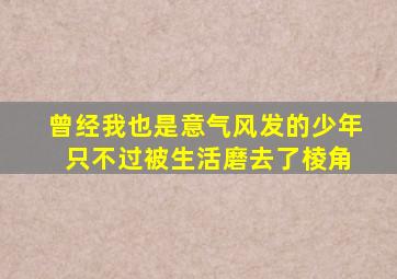 曾经我也是意气风发的少年 只不过被生活磨去了棱角